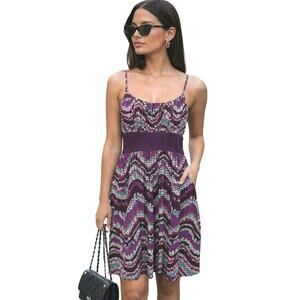 JFW Y2K Sun Dress Women's Size M Adjustable Straps Multicolor Stretch NWT Casual